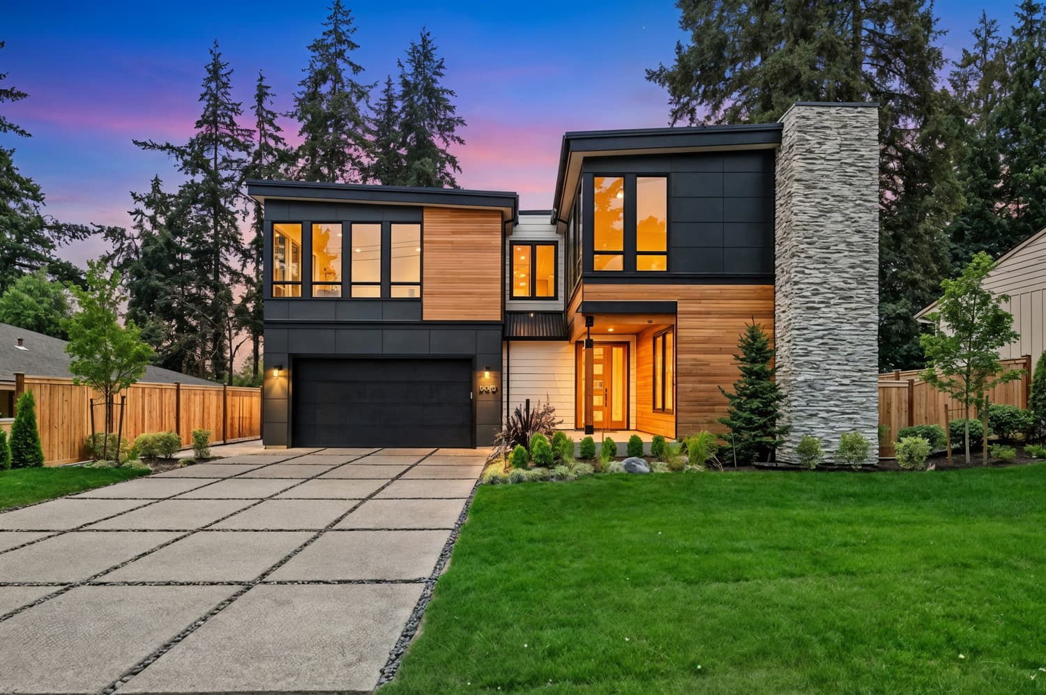 MLS-compliant modern home virtual twilight exterior conversion